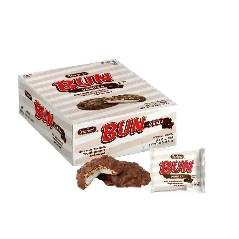 Pearson's Bun Bars - Vanilla & Roasted Peanuts: 24-Piece Box
