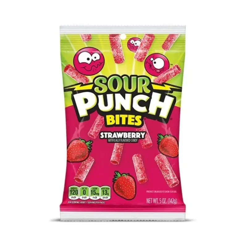 Sour Punch Bites Peg Bag - Strawberry: 12-Piece Case