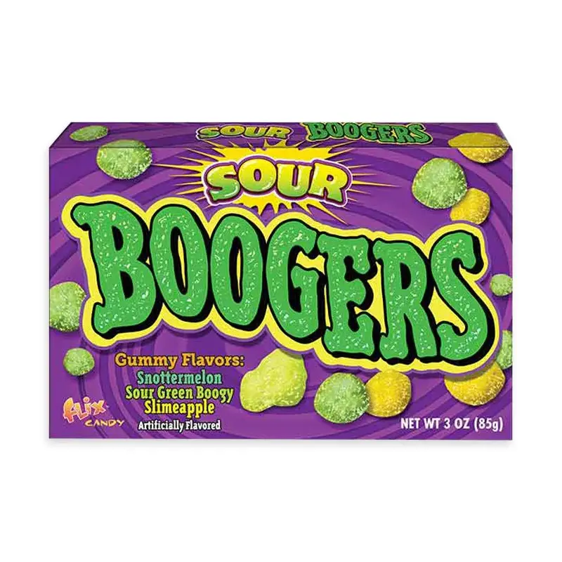 Flix Candy Sour Gummy Boogers Candy Theater Packs: 24-Piece Box