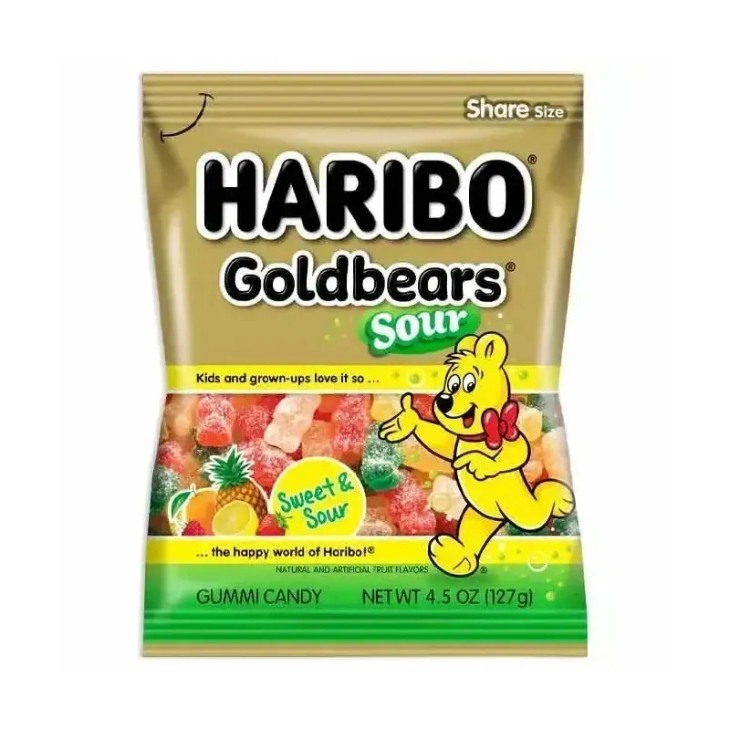 Haribo Gold-Bears Sour Gummy Bears Peg Bags: 3.3LB Case