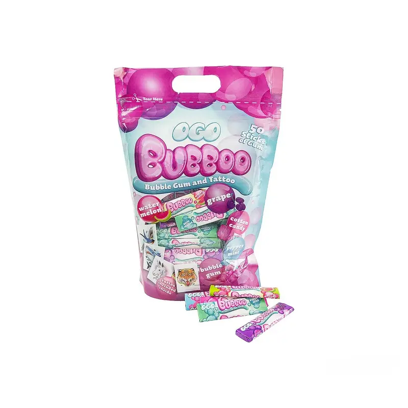Bubboo Fruit Bubblegum with Tattoos: 50-Piece Bag