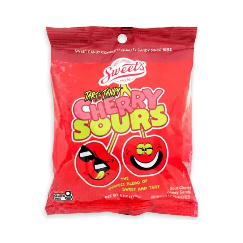 Chewy Sour Balls - Cherry Peg Bag: 8-Piece Case