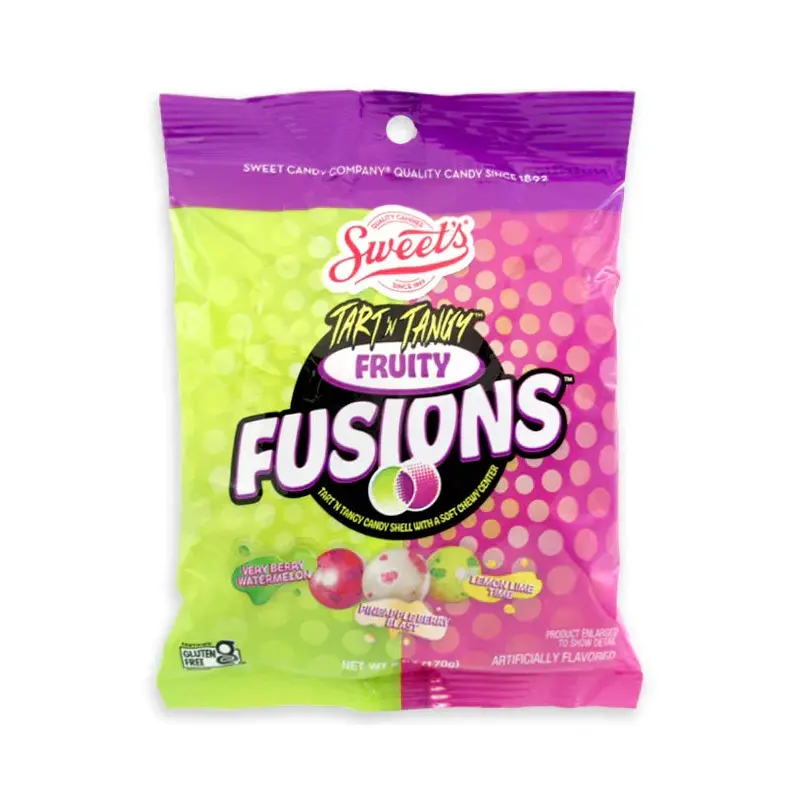 Chewy Sour Balls - Tart N Tangy Fruity Fusions Peg Bag: 8-Piece Case