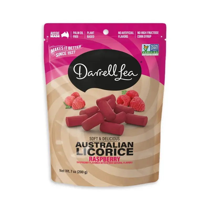 Darrell Lea Raspberry Soft Australian Licorice Non-GMO: 8-Piece Case