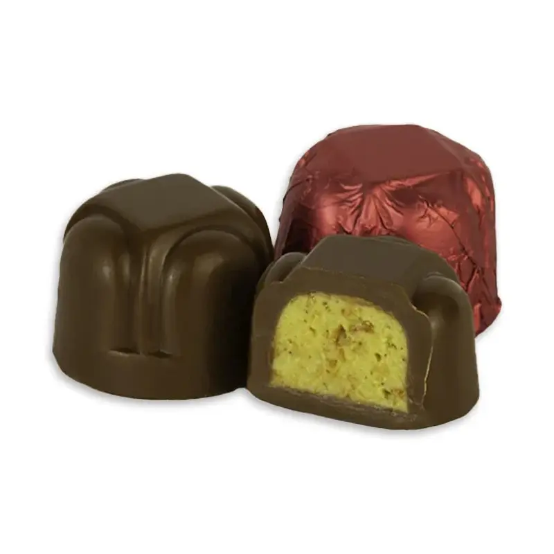 Dubai Truffles Milk Pistachio Cream Foil Wrapped Chocolates: 6LB Case