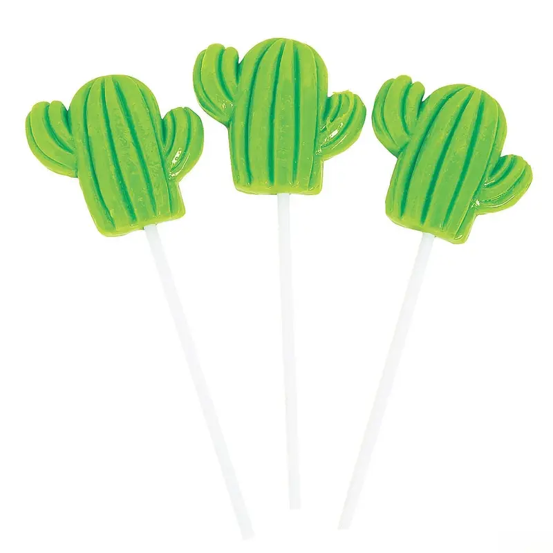 Green Cactus Candy Lollipops: 12-Piece Bag