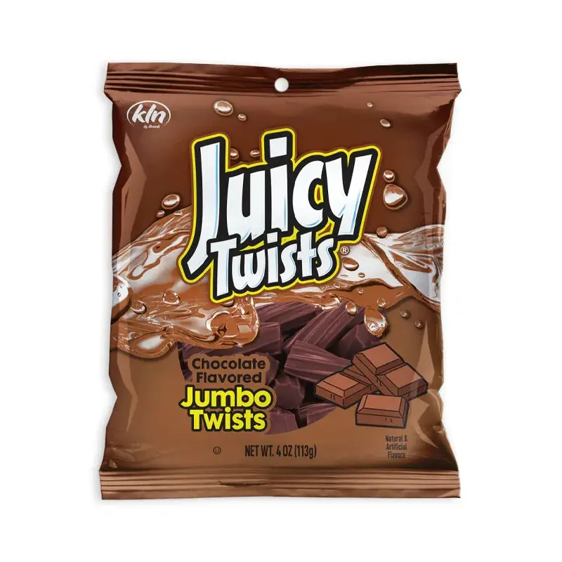 Kenny's Juicy Licorice Twists- Chocolate Peg Bag: 12-Piece Case