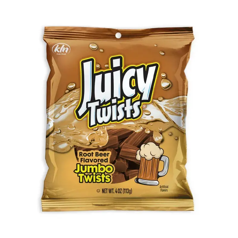Kenny's Juicy Licorice Twists- Root Beer Peg Bag: 12-Piece Case