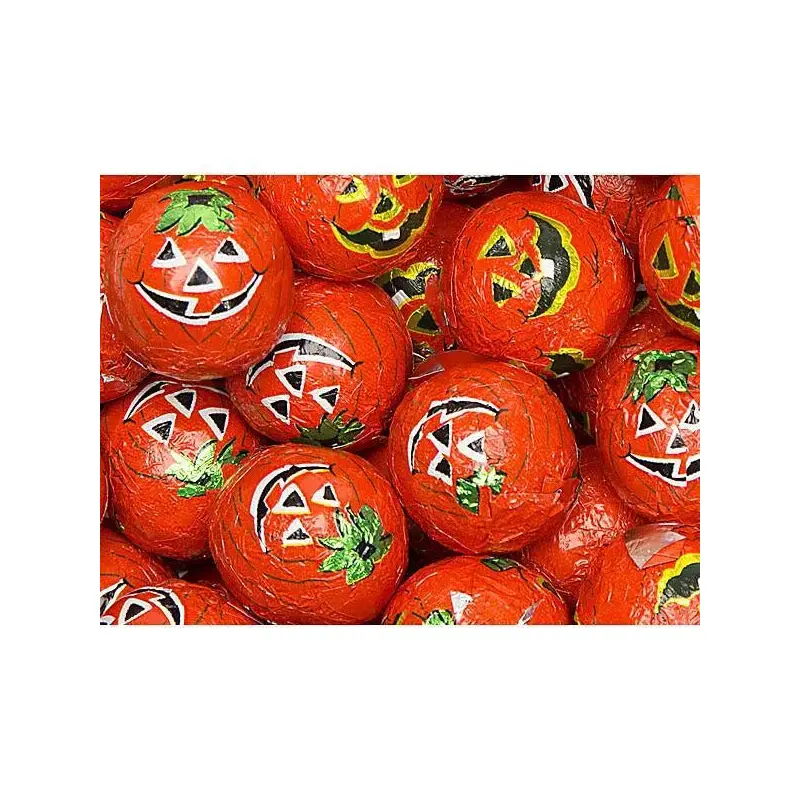 Madelaine Pumpkin Foiled Crisp Chocolate Balls: 10LB Case