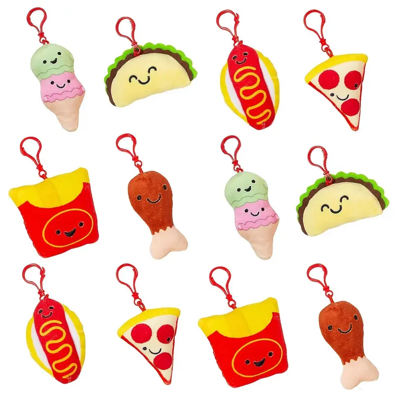 Stuffed Fast Food Backpack Clip Keychain: 12-Piece Bag
