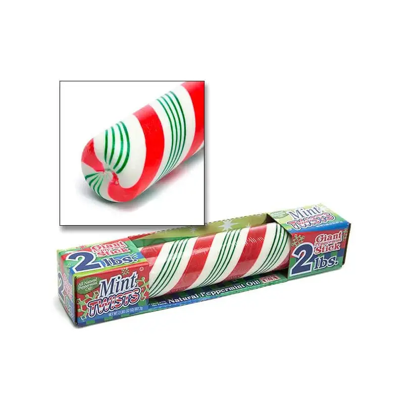 Atkinson Giant 2-Pound Christmas Hard Candy Mint Stick: 12-Piece Case