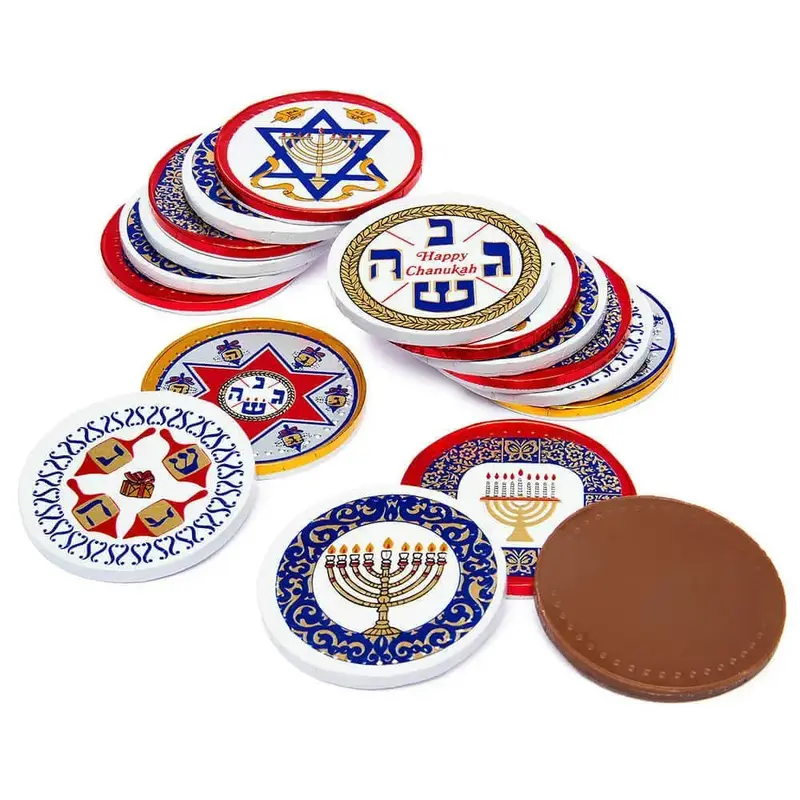 Madelaine Chanukah Foiled Milk Chocolate Candy Discs: 192-Piece Box