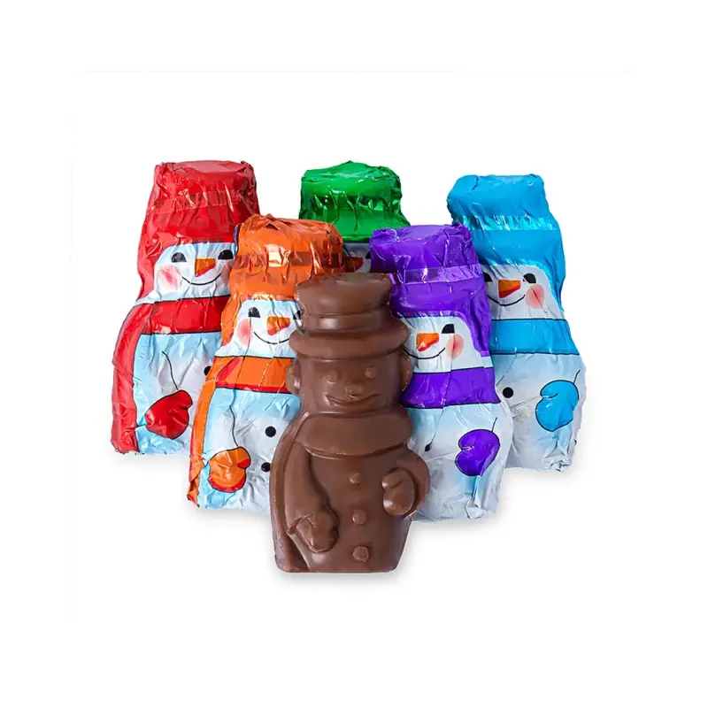 Madelaine Foiled Mini Milk Chocolate Snowmen: 10LB Bag
