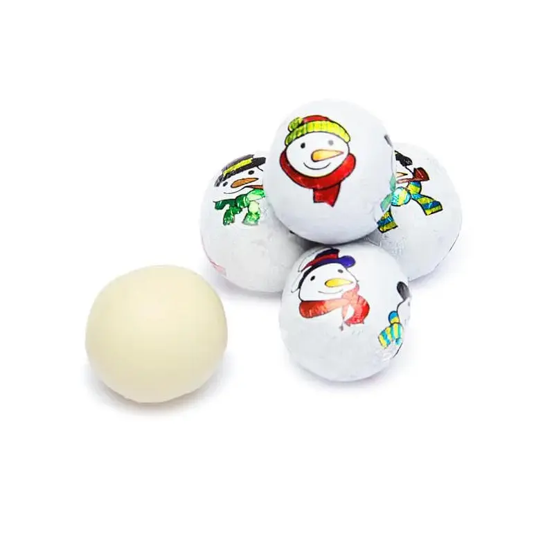 Madelaine Snowmen Foiled White Chocolate Balls: 5LB Bag