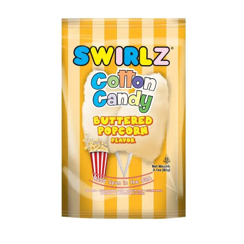 Buttered Popcorn Swirlz Cotton Candy: 12-Piece Box