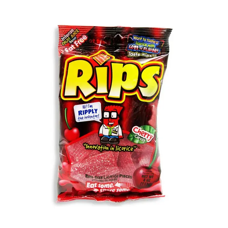 Rips Cherry Bite Size Licorice Pieces: 12-Piece Case