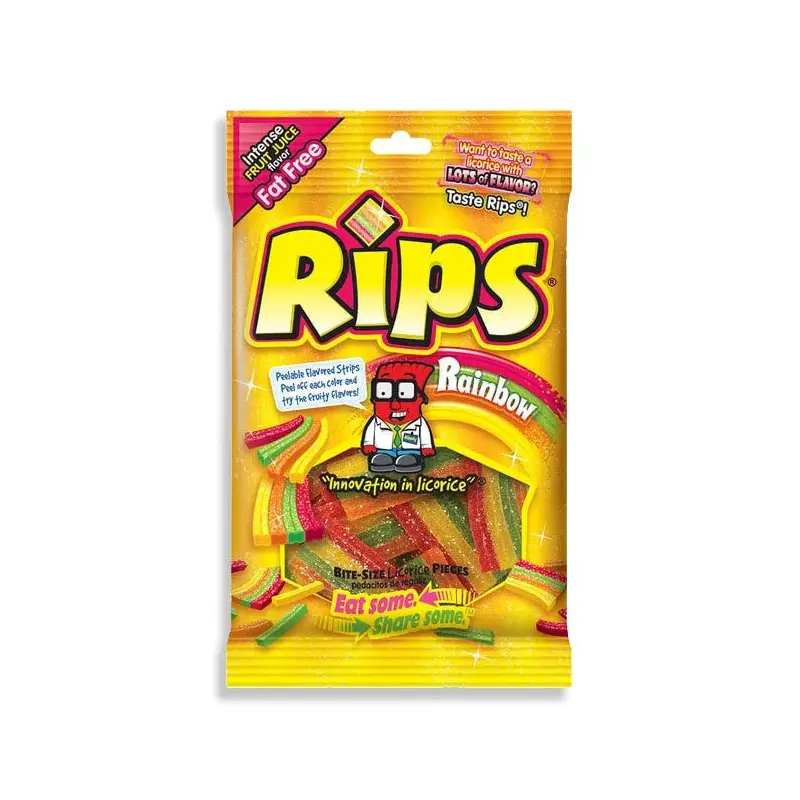 Rips Peelable Rainbow Bite Size Licorice Pieces: 12-Piece Case