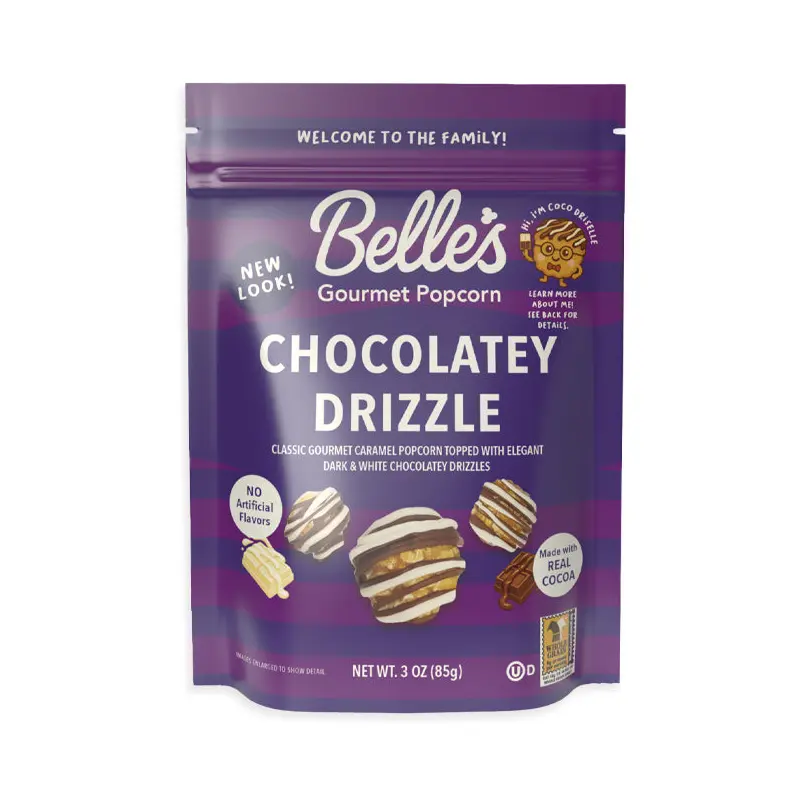 Belles Gourmet Candy Popcorn - Chocolatey Drizzle: 12-Piece Case