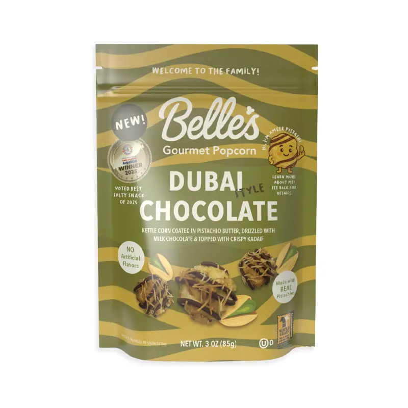 Belles Gourmet Candy Popcorn - Dubai Chocolate: 12-Piece Case