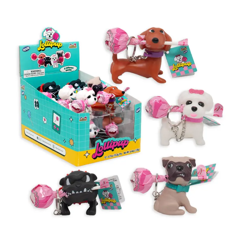 Lollipup Dog Keychain with Candy: 12-Piece Box