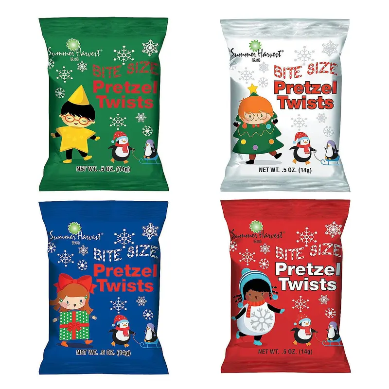 Christmas Mini Pretzels Bags: 48-Piece Case
