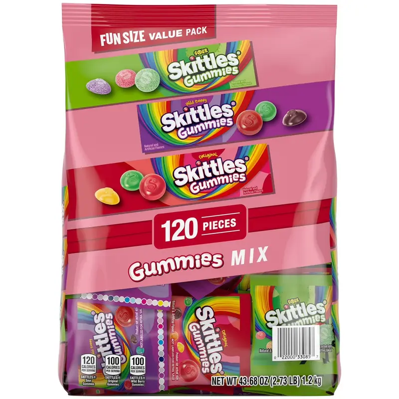 Skittles Gummies Fun Size Variety Candy: 120-Piece Bag